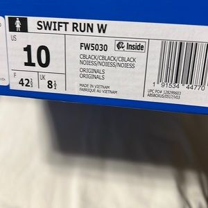Brand new Adidas Swift Run shoes. Women size 10, black